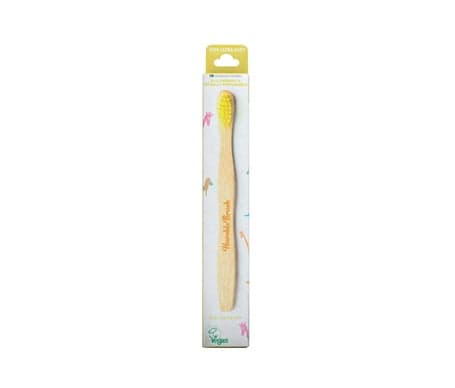 Pinceau dentaire pour enfants en bambou jaune ultra doux