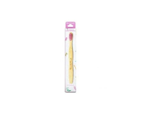 Brosse à dents pour enfants en bambou rose très doux