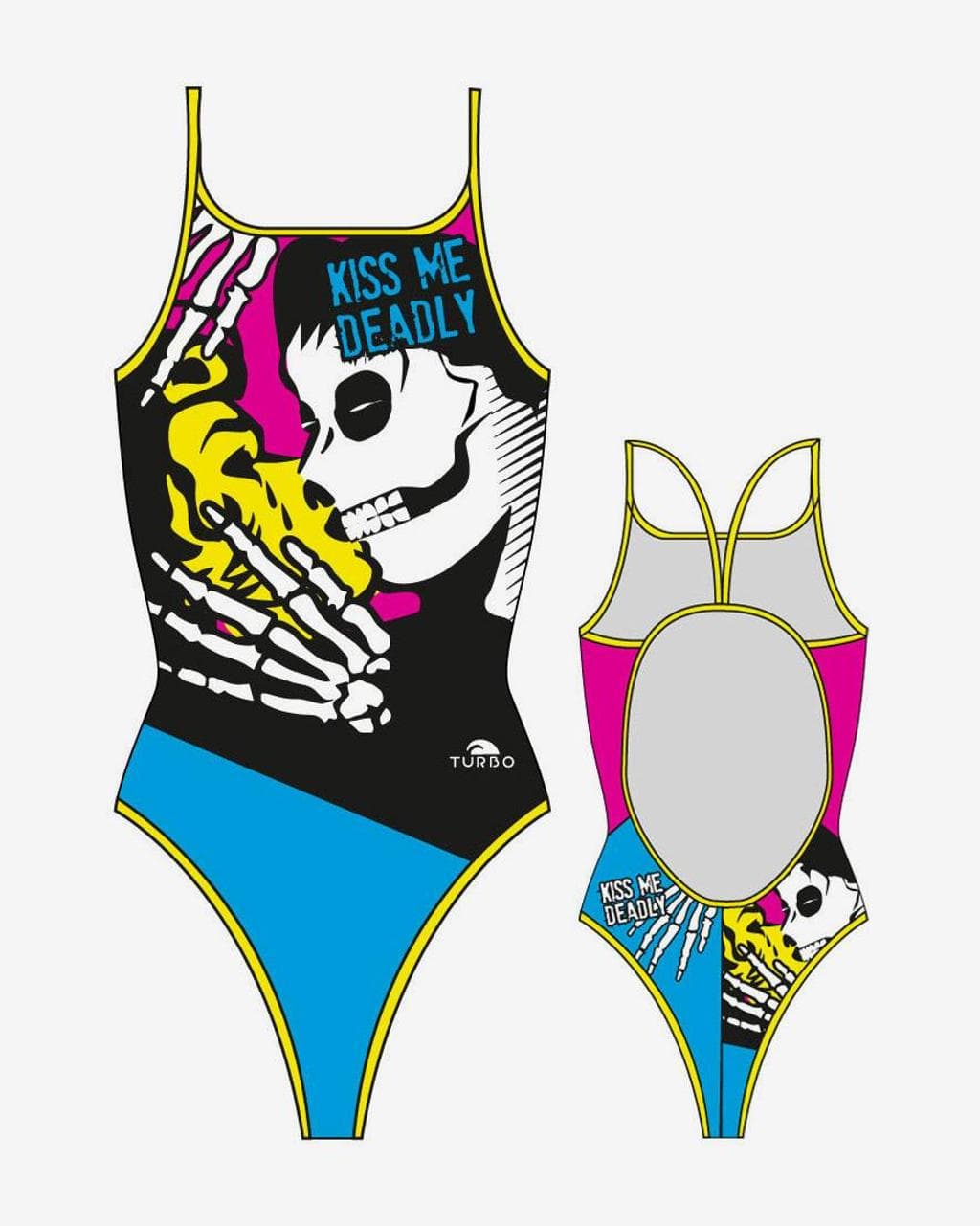 Maillot de bain de natation Turbo Death Kiss bretelles fines bleu femme - L