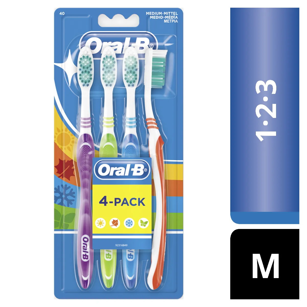 Oral-b Shiny Clean 123 Medium - Pack de 4